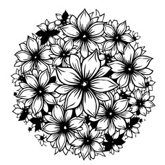 Monochrome Floral Arrangement: A Circle of Petals in Contrasting Shades