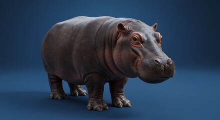 Obraz premium River Colossus Gentle Giant A Serene Presence Hippopotamus Majesty Nightfall Embrace Subtle Strength Deep Blue Gaze Form And Shadow Digital Genesis Weight Of Water AI Generated