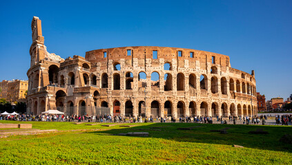The Colosseum is an elliptical amphitheatre in the centre of the city of Rome, Italy, just east of the Roman Forum. It is the largest ancient amphitheatre ever built, and is still the largest standing