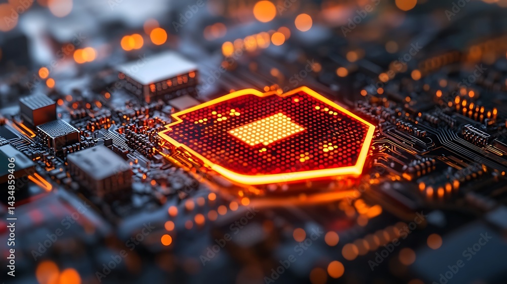 Aufkleber illuminated cpu on circuit board