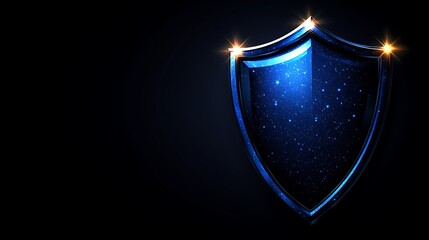 Fototapeta premium Blue shield graphic, dark background