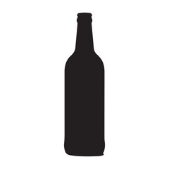 A black filled bottle silhouette on white background