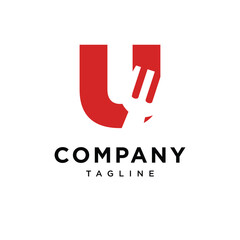 Letter U Fork Logo Icon Vector