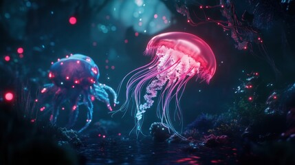 Obraz premium Neon Jellyfish