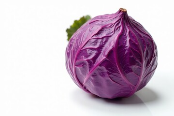 Obraz premium Single purple cabbage piece, clean white background, sharp focus, nutrition, salad
