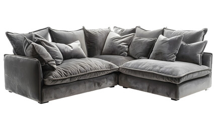 Obraz premium Relaxing Plush Sectional Sofa on transparent background PNG.