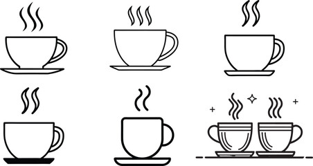  Tea and Coffee Cup Vector line art Bundle