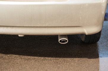 Car exhaust pipes release pollution