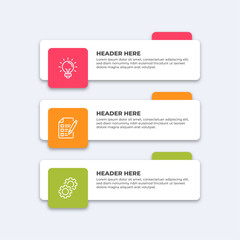 Three colorful infographic boxes.