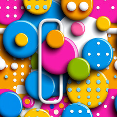 bright and fun background with a pattern of large colorful dots arranged randomly, playful and bold