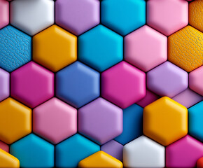 vibrant background with a geometric pattern of hexagons in bold and playful colors