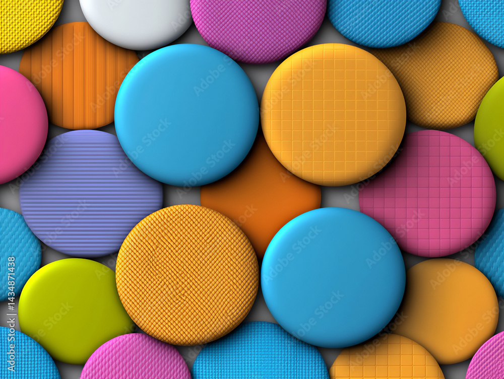 Aufkleber bright and fun background with large overlapping circles in a rainbow gradient, playful and vibrant
