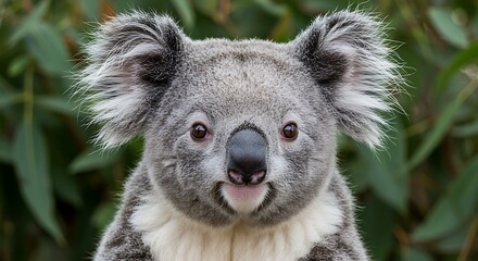 Fototapeta premium Koala's Gentle Gaze A Sweet Eucalyptus Dream Whispers Of The Wild Forest Friend Nature's Soft Embrace Bush Baby Smile Silent Watcher Innocent Eyes Gentle Giant Australian Delight AI Generated
