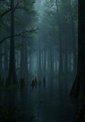 Fototapeta premium Mystic Swamp: A 3D Rendered Dream AI Generated