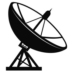 Satellite dish icon black vector silhouette on transparent background