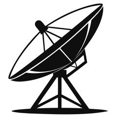 Satellite Dish or Satellite Antenna | Black Large satellite dish antenna icon on transparent background