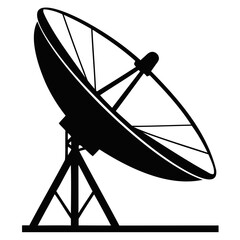 Satellite dish icon black vector silhouette on transparent background