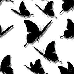 Fototapeta premium Black Butterfly Silhouette Swarm AI Generated