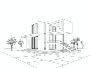Fototapeta premium sketch of building. house, architecture, building, home, construction, plan, design, sketch, drawing, blueprint, 3d, project, structure, illustration, city, estate, architect, apartment, residential, 