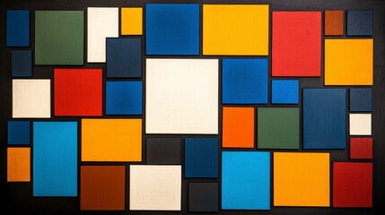 Abstract Multicolored Square and Rectangle Composition