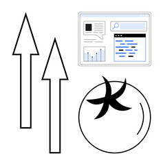 Upward arrows signify growth, data dashboard for analysis, and tomato icon for freshness. Ideal for business strategy, analytics, farming, innovation, marketing, success simple landing page