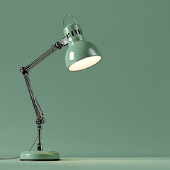Adjustable Green Desk Lamp on Green Background