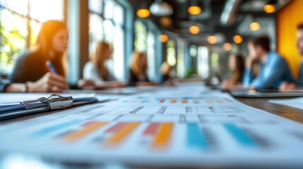 Meeting with data, charts, and collaboration