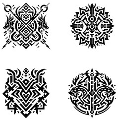 Black and white set of celtic patterns tattoo 
