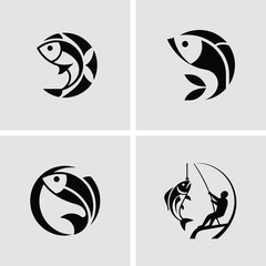 Creative Logo Design with Fish Vector Illustration