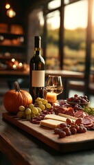 Wine, Cheese, & Grapes Autumn Feast
