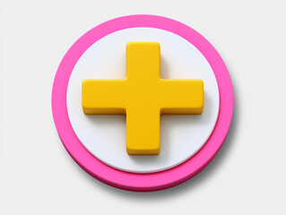 Obraz premium simple icon of a bright yellow plus sign inside a circle, representing addition and positivity
