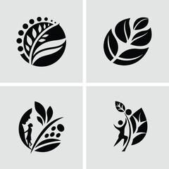 Minimalist Leaf Emblem Logo for Eco Brand Identity Vector Illustration