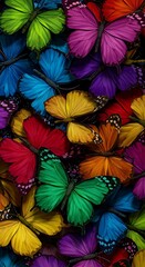 Obraz premium Rainbow Wings: A Flutter of Color AI Generated