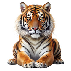 Naklejka premium Realistic Tiger on White Background