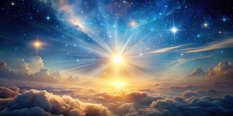 Fototapeta premium Ethereal glow of a celestial sky with soft wisps of light emanating from it, as if the soul is radiating an otherworldly energy