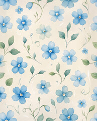 Elegant blue floral frame pattern vintage botanical drawing with soft pastel flowers detailed design premium illustration wallpaper background