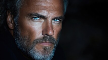 Fototapeta premium Close-up portrait of mature man with intense gaze