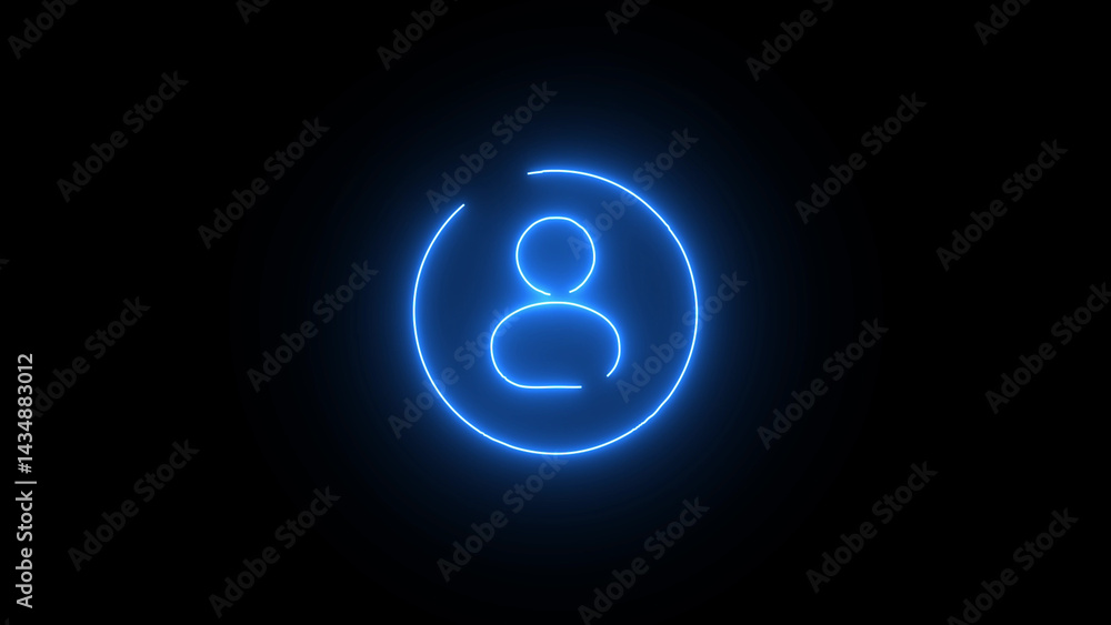 Poster user profile security shield neon icon with check-mark. neon profile icon. avatar user profile icons