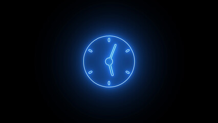 neon glowing clock icon illustration concept