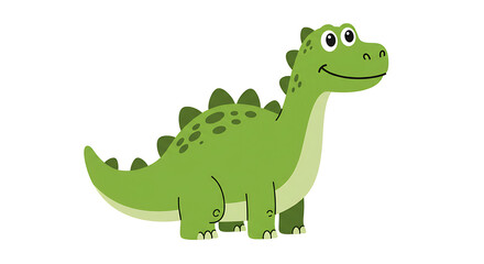 2D Cartoon Friendly Dinosaur Character with White Background