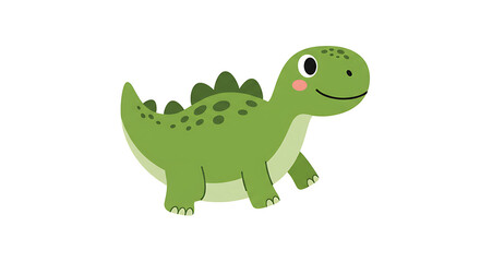 2D Cartoon Friendly Dinosaur Character with White Background