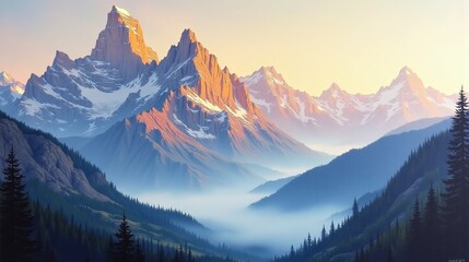 Obraz premium Valley of Dreams: Mountain Oasis Elegance