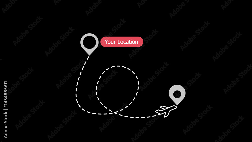Poster two points with dotted path and location pin. route location icon two pin sign and dotted line