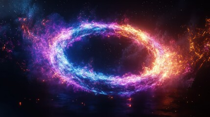 Obraz premium Fiery Ring with Cosmic Background.