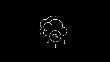 CO2 line icon. Carbon emissions reduction symbol. Smoke, air pollution, increase emission. Vector illustration