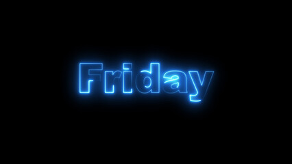 neon glowing week day Friday text illustration