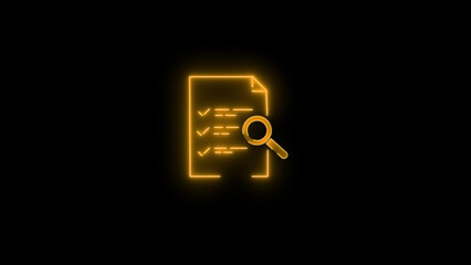 Neon glow check list icon illustration