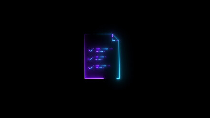 Neon glow check list icon illustration