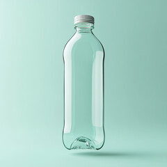 Glass Water Bottle on Mint Background