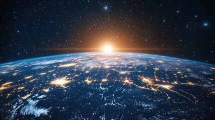 Fototapeta premium Sunrise Earth Space Nightlights Global View